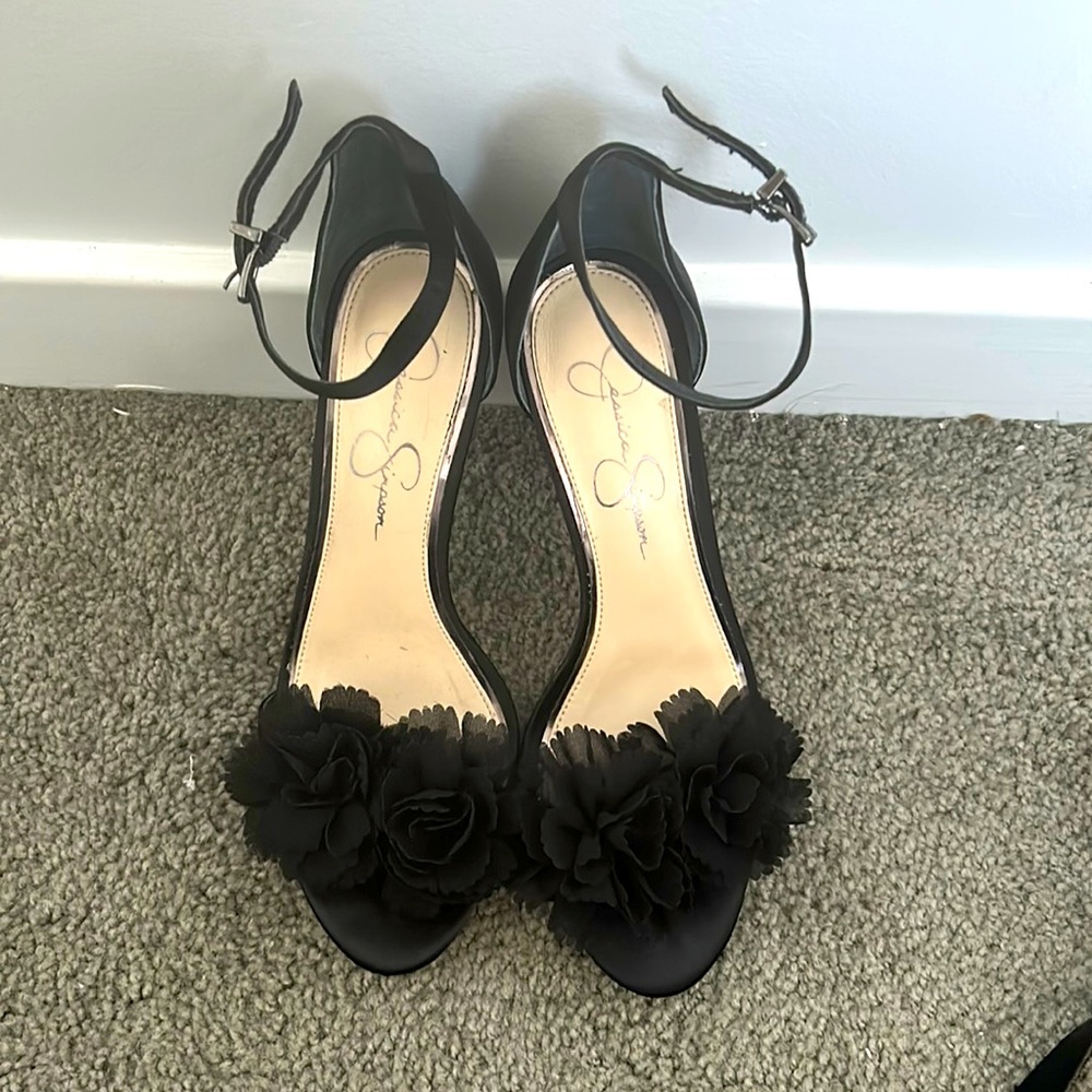 Black Floral Heels